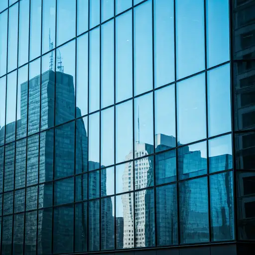 Glass facade of a modern city office building